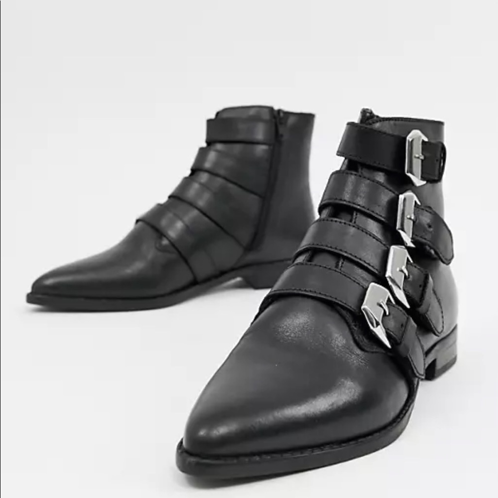 ASOS Leather Buckled Boots